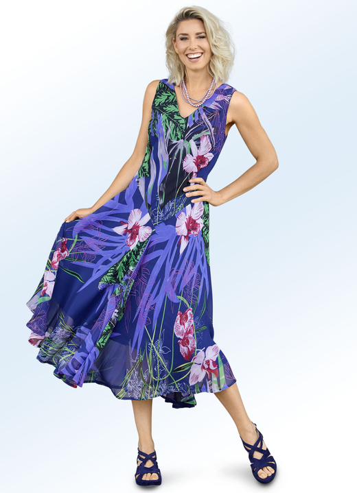 - Raffiniertes Kleid in Schlupfform, in Größe 036 bis 052, in Farbe MARINE-BUNT