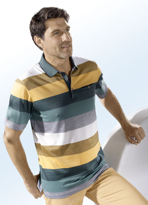 Shirts - Poloshirt der Marke „Hajo“ in 2 Farben Shirts - Poloshirt der Marke „Hajo“ in 2 Farben, in Größe 046 bis 062, in Farbe OLIV-MESSING