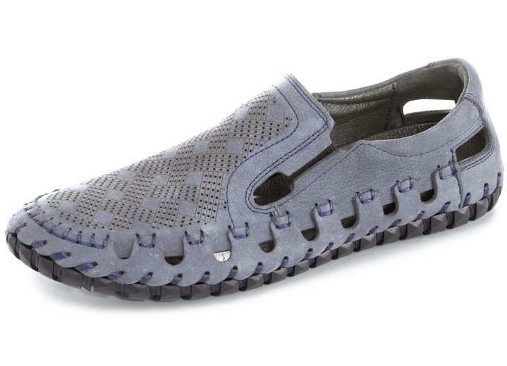 Slipper & Schnürschuhe - Gemini, sommerliche Herren-Slipper, mit Gummizug, in Größe 040 bis 046, in Farbe JEANSBLEU Ansicht 1