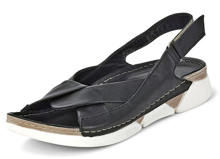 Sportive Sandalette aus schwarzem Rind-Nappaleder