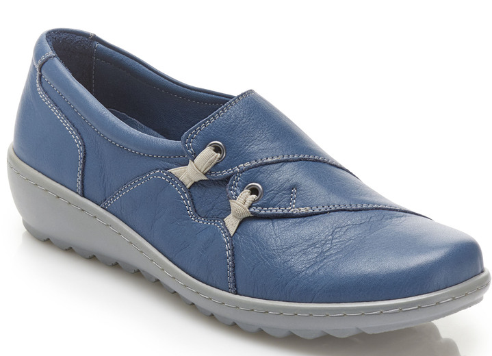 Slipper & Schnürschuhe - Gemini Slipper mit dekorativen Elastikeinsätzen, in Größe 036 bis 042, in Farbe JEANS Ansicht 1