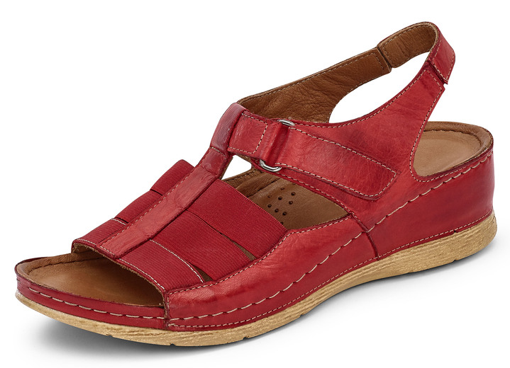 Sandaletten & Pantoletten - Sandalette mit eingesetzen Elastikriemchen, Weite G, in Größe 036 bis 042, in Farbe ROT