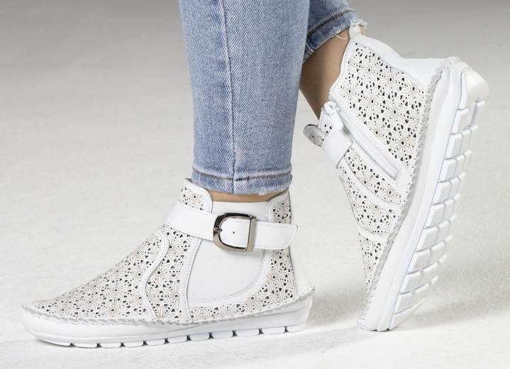 Stiefel & Stiefeletten - Gemini, sommerliche Damen-Stiefeletten, Weite G, mit herausnehmbarem Fußbett, in Größe 035 bis 042, in Farbe WEISS Ansicht 5