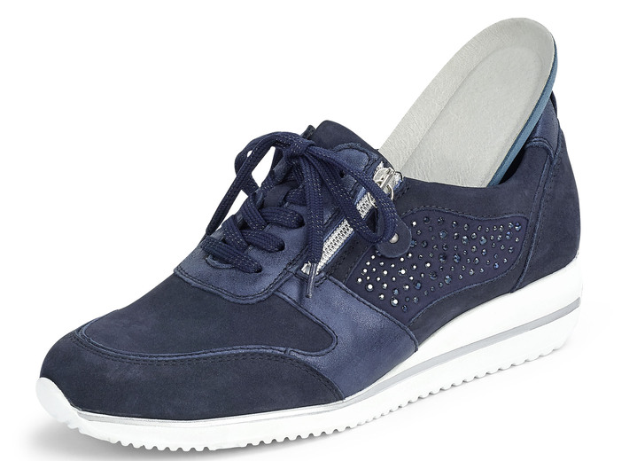 Slipper & Schnürschuhe - Waldläufer, bequeme Damen-Schnürschuhe, Weite H, mit herausnehmbarem Fußbett, in Größe 3 1/2 bis 8, in Farbe MARINE Ansicht 2