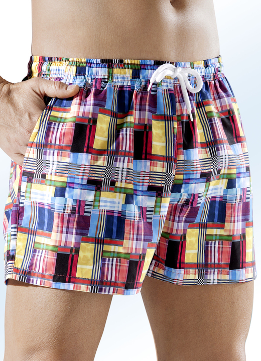 - Badeshorts, kariert, Microfaser, in Größe 004 bis 012, in Farbe MULTICOLOR
