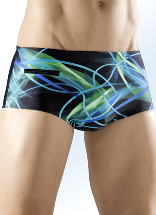 Schwab Badehose in höherer Slipform mit buntem Druckdessin