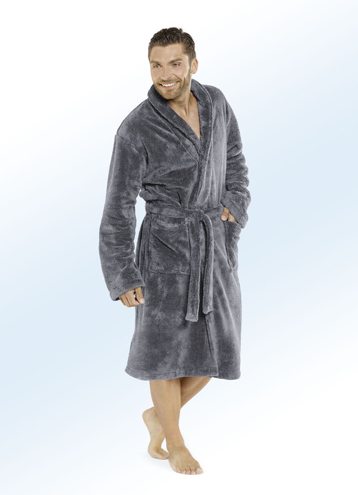 Bademäntel - Bademantel für Damen und Herren, in Größe 3XL (D=56/58 H=64/66) bis XXL (D=52/54 H=60/62), in Farbe ANTHRAZIT Ansicht 1