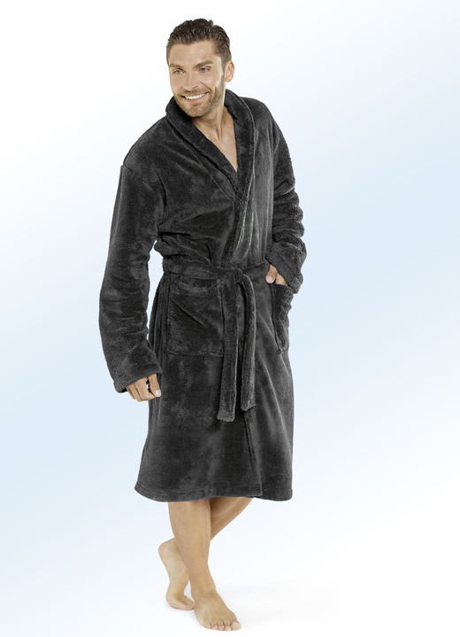 Bademäntel - Bademantel für Damen und Herren, in Größe 3XL (D=56/58 H=64/66) bis XXL (D=52/54 H=60/62), in Farbe SCHWARZ Ansicht 1