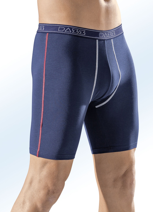 Pants & Boxershorts - Viererpack Longpants, uni mit Kontrastnähten, in Größe 005 bis 011, in Farbe NAVY Ansicht 1