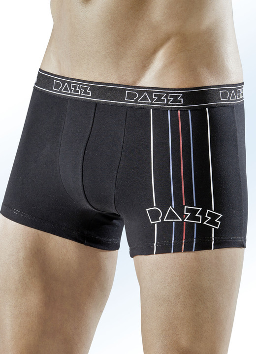 Pants & Boxershorts - Viererpack Pants, uni mit Druckmotiv, in Größe 005 bis 010, in Farbe SCHWARZ