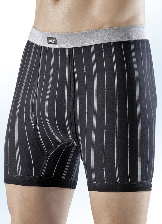 Slips & Unterhosen - Viererpack Unterhosen mit Streifendessin, in Größe 005 bis 014, in Farbe 2X SCHWARZ-GRAU MELIERT, 2X GRAU MELIERT-SCHWARZ
