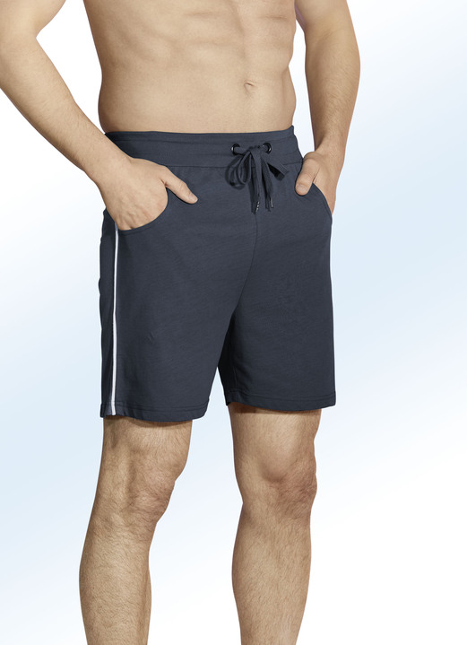 - Zweierpack Schlaf- und Freizeitshorts mit Durchzugsband und Schubtaschen, in Größe 046 bis 062, in Farbe 1X PETROL, 1X DUNKELGRAU Ansicht 2