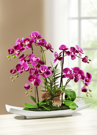 Orchideen-Gesteck in Schale