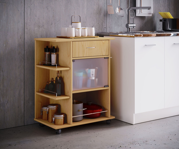 Küchenmöbel - Geräumiger Küchenrollwagen, in Farbe WEISS Ansicht 2