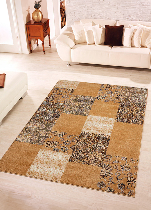 Modern - Gewebte Brücken und Teppiche im Patchwork-Dessin, in Größe 111 (Brücke, 60x110 cm) bis 288 (Teppich, 240x330 cm), in Farbe BEIGE Ansicht 1