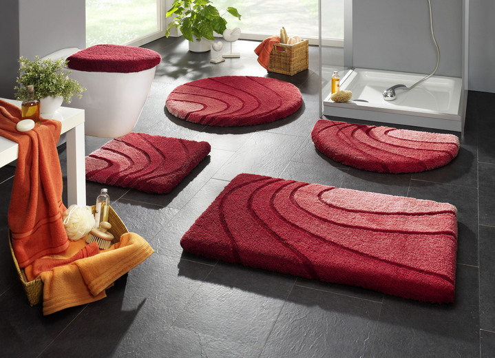 Badgarnituren - Badgarnitur von Kleine Wolke mit rutschhemmender Rückseite, in Größe 100 (Vorleger halbrund, 50/ 80 cm) bis 112 (WC-Deckelbezug, 47/ 50 cm), in Farbe TERRA Ansicht 3