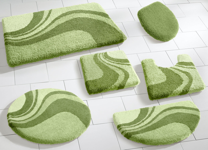 Badgarnituren - Badgarnitur von Kleine Wolke mit rutschhemmender Rückseite, in Größe 100 (Vorleger halbrund, 50/ 80 cm) bis 112 (WC-Deckelbezug, 47/ 50 cm), in Farbe GRÜN Ansicht 2