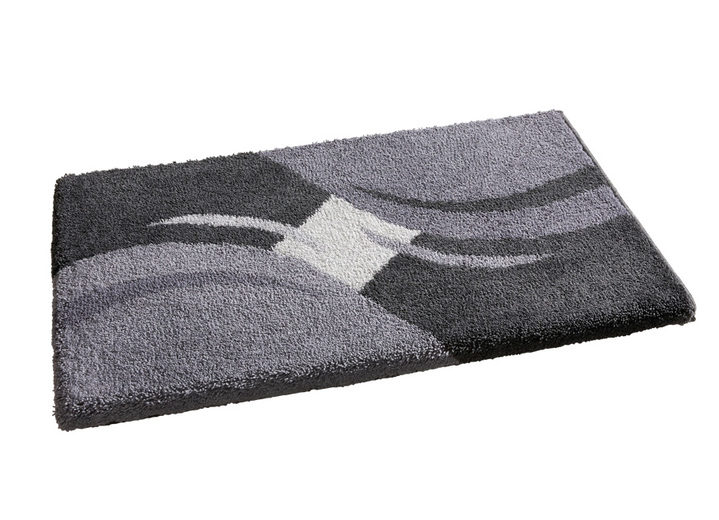 Badgarnituren - Grund Badgarnitur mit rutschhemmender Rückseite , in Größe 100 (Vorleger halbrund, 50/ 80 cm) bis 112 (WC-Deckelbezug, 47/ 50 cm), in Farbe GRAU Ansicht 1
