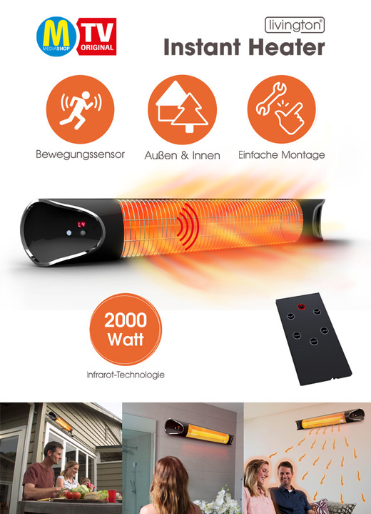 Raumklima - Livington Instant Heater Infrarot Heizgerät, in Farbe SCHWARZ Ansicht 1