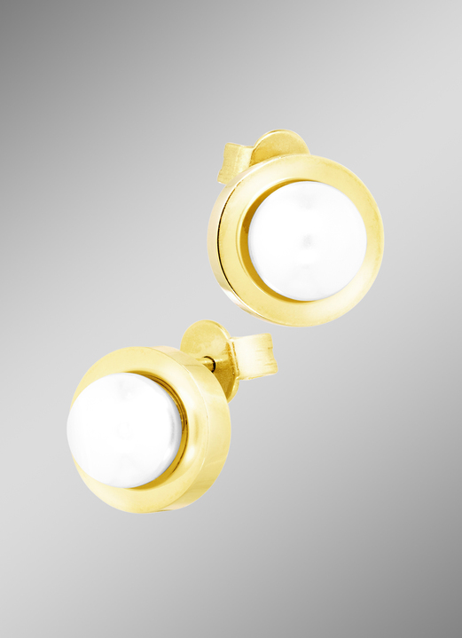 Ohrschmuck - Ohrstecker mit Süßwasser-Zuchtperlen, in Farbe