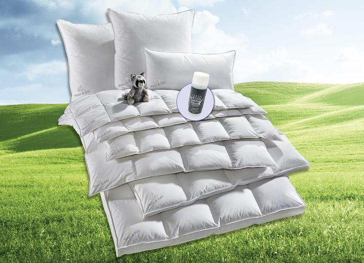 Bettwaren - Wunderbare Daunendecken-Serie Weiss & Edel von OBB, hergestellt in Deutschland, in Größe 103 (Decke 135/200 cm) bis 403 (4-teiliges Sparset), in Farbe WEISS, in Ausführung Leicht