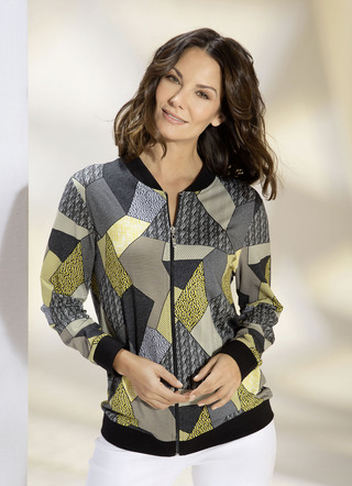 Blusenjacke mit Rippenstrick am Stehkragen