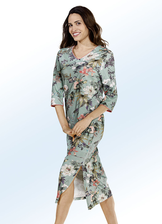 Langarm - Nachthemd, wadenlang mit 3/4-langen Ärmeln, in Größe 038 bis 052, in Farbe MARINE-BUNT Ansicht 2