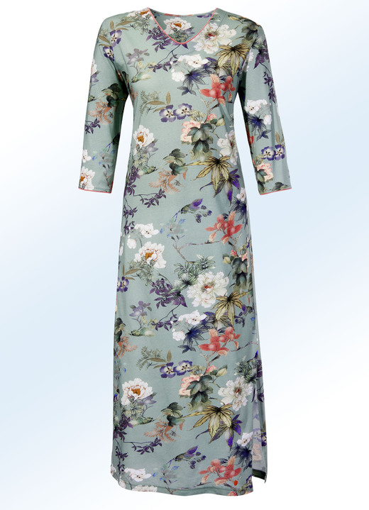 Langarm - Nachthemd, wadenlang mit 3/4-langen Ärmeln Ansicht 3 Langarm - Nachthemd, wadenlang mit 3/4-langen Ärmeln, in Größe 038 bis 052, in Farbe MARINE-BUNT Ansicht 3