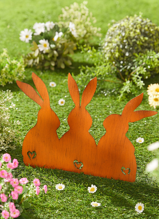 Gartendekoration - Hasen aus Metall in Rostbraun, in Farbe BRAUN Ansicht 2