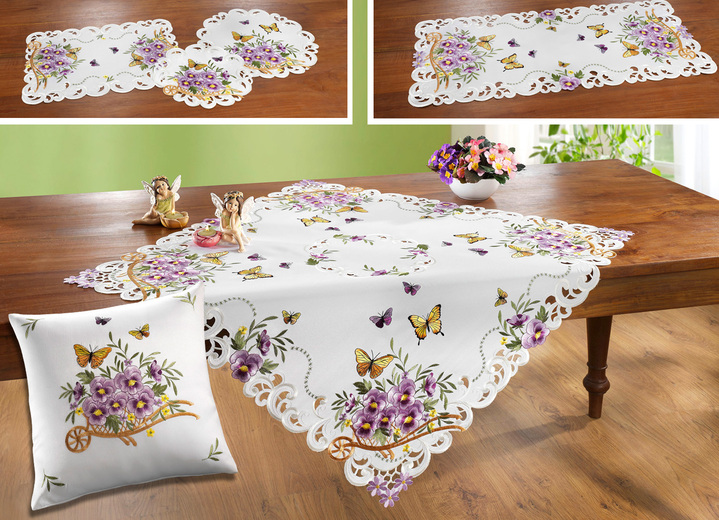 Tischdecken - Frühlingshafte Tisch- und Raumdekoration, in Größe 101 (2x Platzset, 35/ 50 cm) bis 404 (Kissenbezug, 40/ 40 cm), in Farbe WEIß