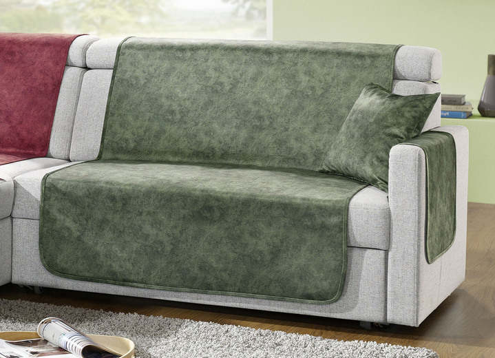 Sessel- & Sofaüberwürfe - Wohnaccessoires mit Anti-Rutsch-Beschichtung, in Größe 101 (Sesselschoner, 50x150 cm) bis 905 (2 Kissenbezüge, 40x40 cm), in Farbe GRÜN Ansicht 1