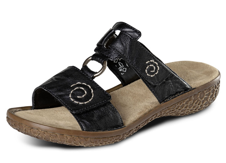 Sandaletten & Pantoletten - Rieker Pantolette mit dezenten Ziernähten, in Größe 036 bis 042, in Farbe SCHWARZ Ansicht 1