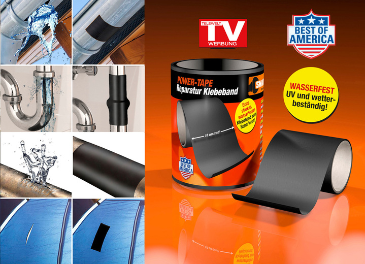 - Wasserfestes und wetterbeständiges Reparatur-Klebeband, in Farbe SCHWARZ, in Ausführung Klebeband: L150xB10 cm Ansicht 2