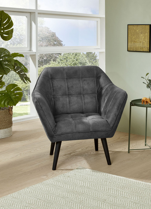 Sessel - Stilvoller Sessel auf stabilem Holzgrundgestell, in Farbe ANTHRAZIT Ansicht 1