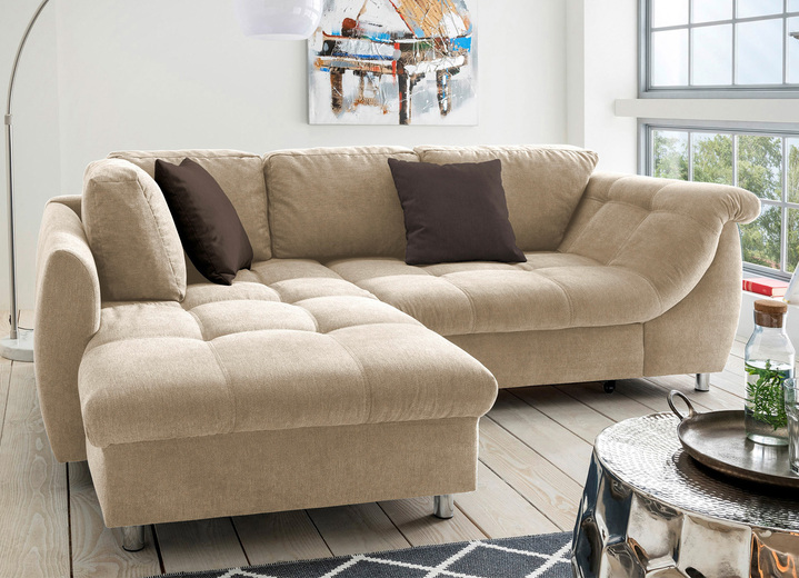 Polsterecken - Polsterecke mit Dekokissen, in Farbe BLAU, in Ausführung mit Bettfunktion Ansicht 7