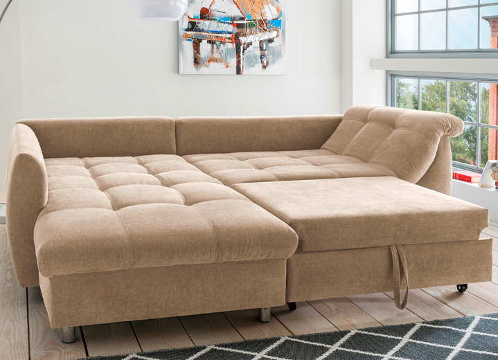 Polsterecken - Polsterecke mit Dekokissen, in Farbe BLAU, in Ausführung mit Bettfunktion Ansicht 8