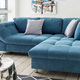 Polsterecken - Polsterecke mit Dekokissen, in Farbe BLAU, in Ausführung mit Bettfunktion