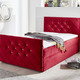 - Boxspringbett mit Strasssteinen und Topper, in Farbe ROT – Farbe ROT – Ansicht 1