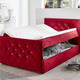 - Boxspringbett mit Strasssteinen und Topper, in Farbe ROT – Farbe ROT – Ansicht 2