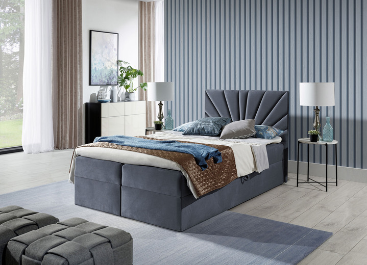 Boxspringbetten - Boxspringbett mit abnehmbaren Topper, in Farbe ANTHRAZIT Ansicht 1