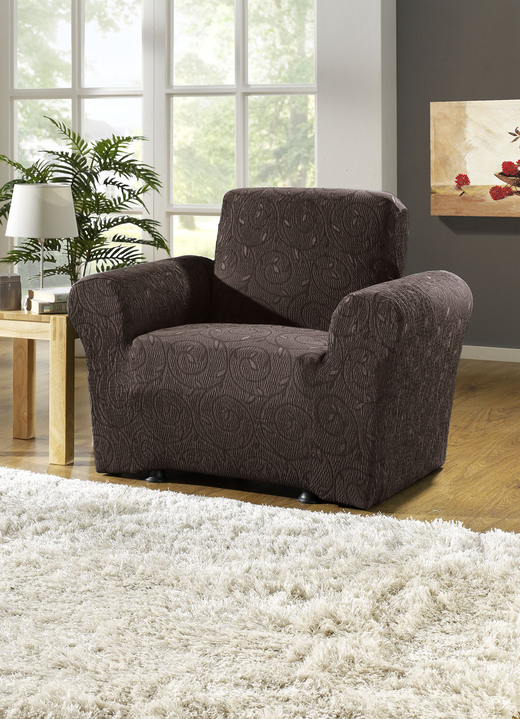 Sessel- & Sofaüberwürfe - Stretchbezüge mit optimaler Passform, in Größe 101 (Sesselbezug) bis 112 (Clubsessel-Bezug), in Farbe CREME Ansicht 9