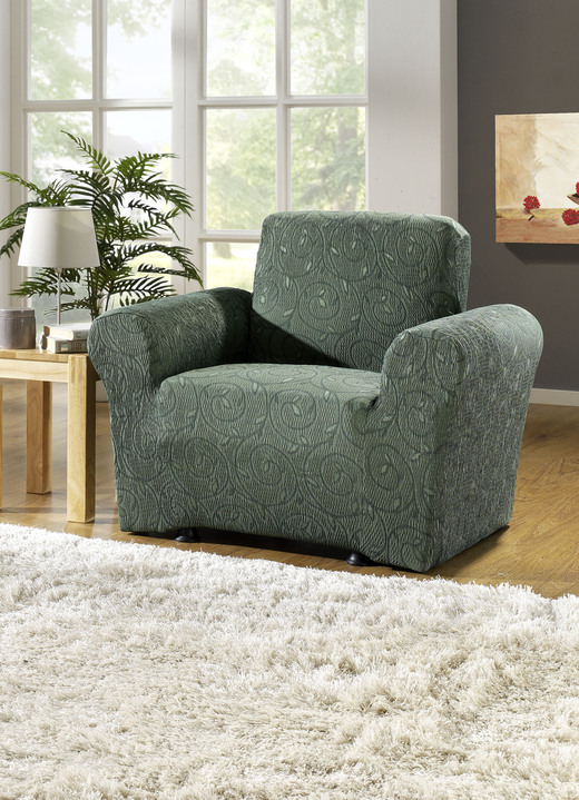 Sessel- & Sofaüberwürfe - Stretchbezüge mit optimaler Passform, in Größe 101 (Sesselbezug) bis 112 (Clubsessel-Bezug), in Farbe CREME Ansicht 8