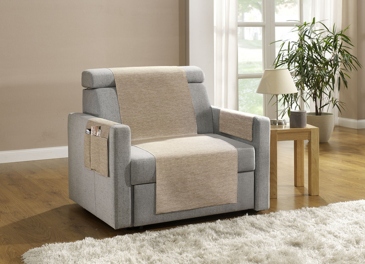 - Wohnaccessoires mit Fleckschutz-Ausrüstung, in Größe 100 (Sesselauflage, 50x 90 cm) bis 865 (2 Armlehnenschoner, 38x 55 cm), in Farbe BEIGE