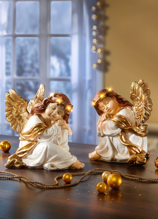 Weihnachten - Beleuchteter Engel, 2er-Set, in Farbe WEISS-GOLD Ansicht 1