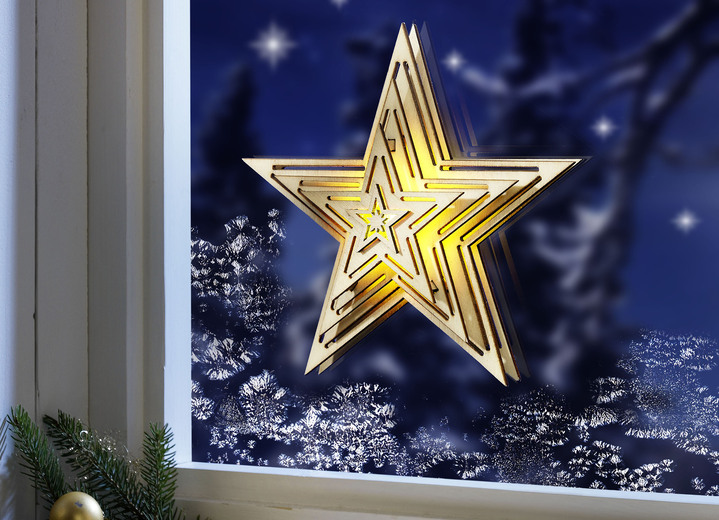 Weihnachtliche Dekorationen - Beleuchteter Fensterstern, in Farbe NATUR