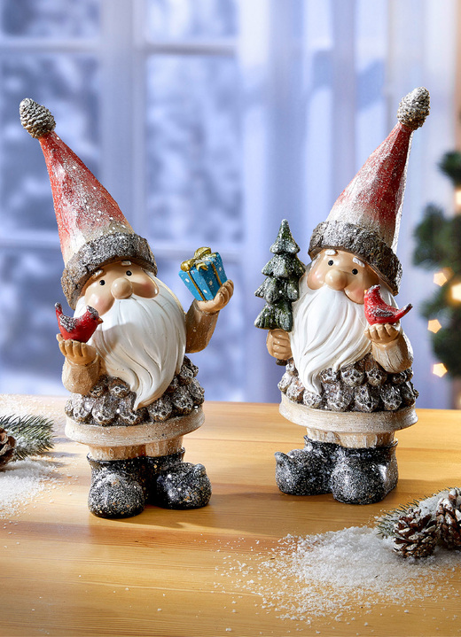 Weihnachten - Lustige Weihnachtsmänner, in Farbe SILBER-ROT, in Ausführung Weihnachtsmann mit Tannenbaum