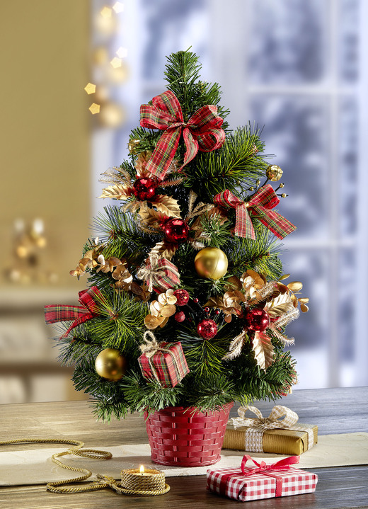 Gestecke & Kränze - Weihnachtsbaum im Topf, in Farbe GRÜN-ROT