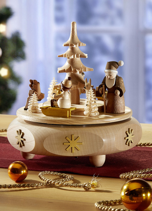 - Spieldose Weihnachtsbescherung aus Holz, in Farbe NATUR-BRAUN