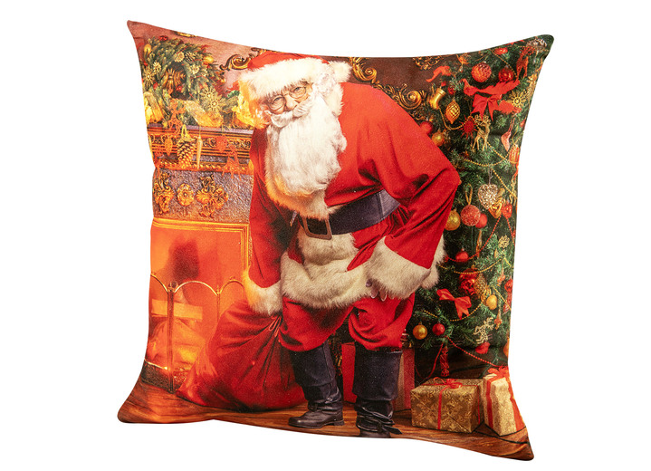 Weihnachtliche Dekorationen - Kissenbezug mit weihnachtlichen Motiven, in Farbe ROT, in Ausführung Kissenbezug Weihnachtsmann Ansicht 1