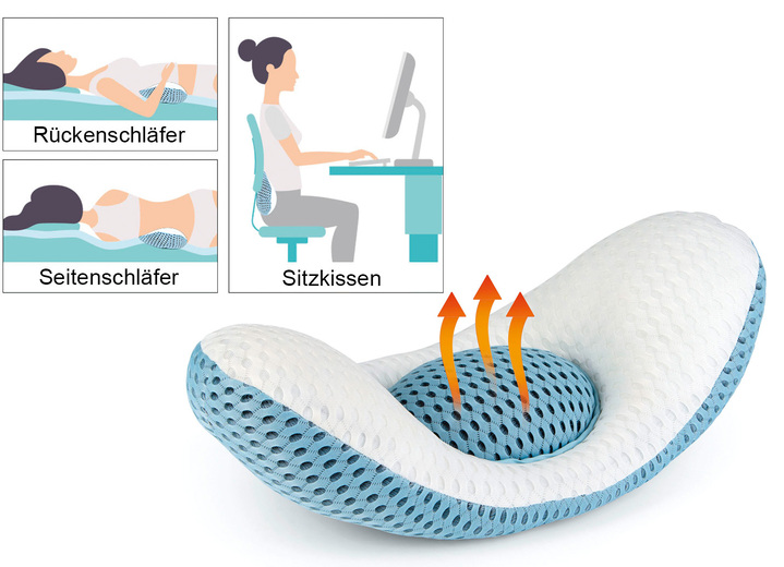 Wärme & Entspannung - Lendenkissen 5-in-1 mit Wärme- und Massagefunktion, in Farbe GRAU Ansicht 1